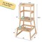 2-in-1 Multifunctional Wooden Kids Step Stool with Safety Guardrail and Wide Platform